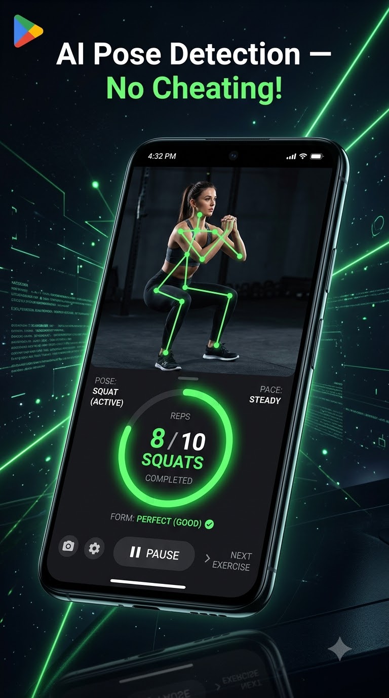 AI Squats Pose Detection Camera Interface